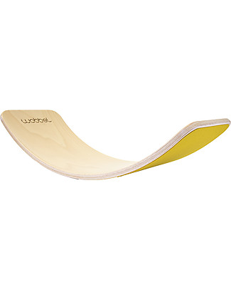 Wobbel Wobbel Original Wooden Balance Board, Transparent Lacquer with Felt - Mustard - Fun and exercise for kids and adults Rides On