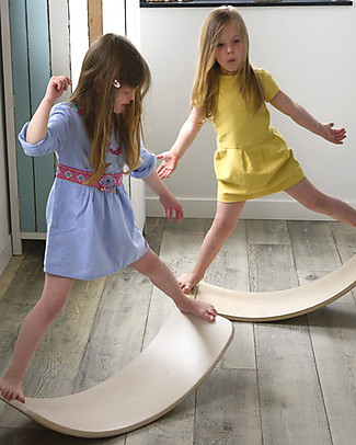 Wobbel Wobbel Original Wooden Balance Board, Transparent Lacquer with Felt - Powdery Pink - Fun and exercise for kids and adults Rides On