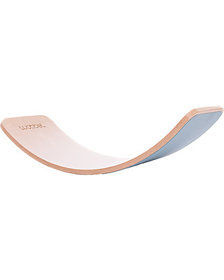 Wobbel Wobbel Original Wooden Balance Board, Transparent Lacquer with Felt - Sky - Fun and exercise for kids and adults Rides On