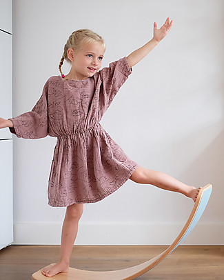 Wobbel Wobbel Original Wooden Balance Board, Transparent Lacquer with Felt - Sky - Fun and exercise for kids and adults Rides On