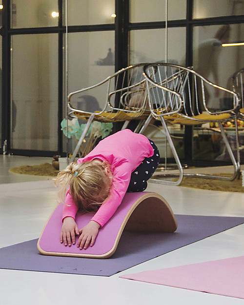 Wobbel Wobbel Pro Wooden Balance Board, Transparent Lacquer with Recycled Felt, Wild Rose - For kids and adults Montessori Toys