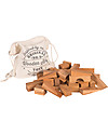 100-piece Natural Wood Building Blocks Set with Canvas Carry Bag 