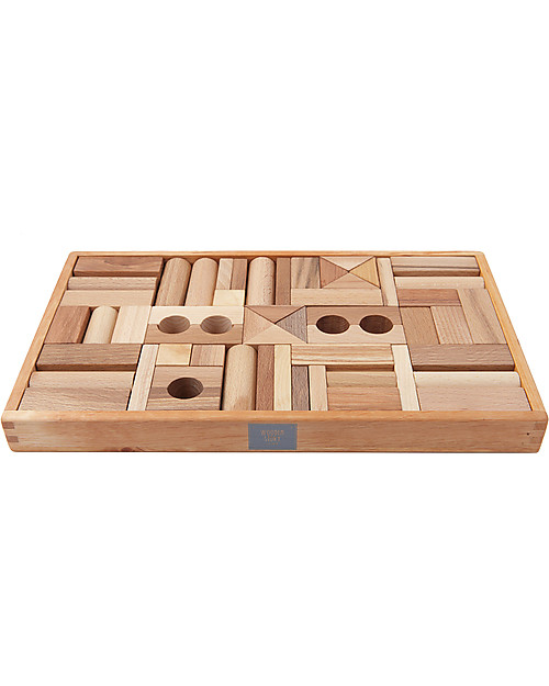 Wooden Story Natural Wood Building Blocks - 54 pieces (stimulate creativity and imagination!) Montessori Toys