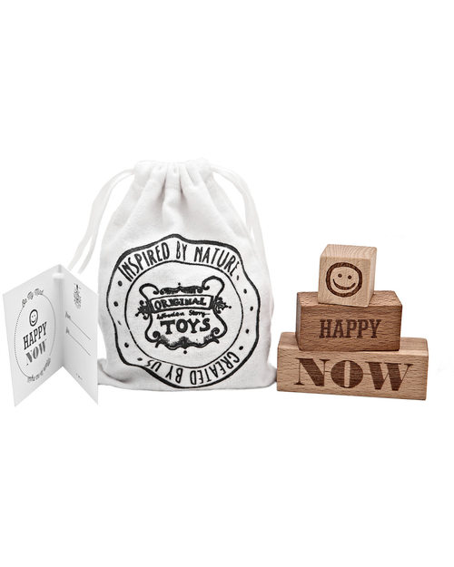 Wooden Story On My Mind Block Set in Natural Wood- Happy/ Now (give the gift of peace, friendship and serenity!) Wooden Blocks and Construction Sets