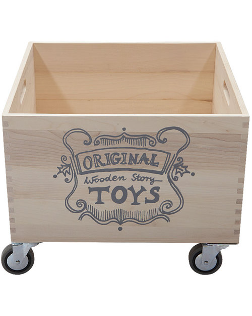 Wooden Story Wooden Storage Box on Wheels (without sack) Toy Storage Boxes