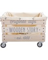 Wooden Story Wooden Storage Crate on Wheels + Thick cotton sack Toy Storage Boxes