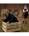 Wooden Story Wooden Storage Crate on Wheels + Thick cotton sack Toy Storage Boxes