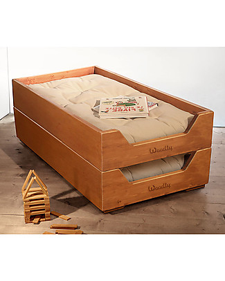 Woodly OUTLET Stacking Montessori Bed SMALL - Honey - Made in Italy - Showroom Sample Montessori Beds