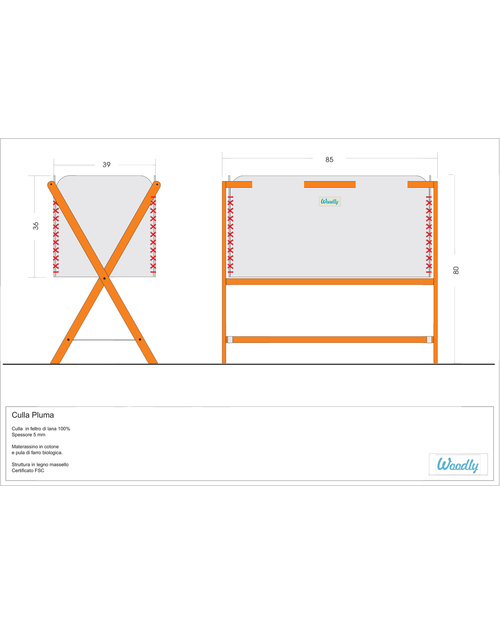 Woodly Pluma Crib - Brown - Wool and Wood - Made in Italy Cribs & Moses Baskets
