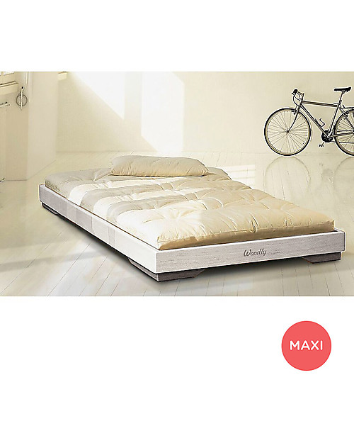 Woodly Pure Low Bed Maxi - Shabby White - 140 x 180 cm - Made in Italy Montessori Beds
