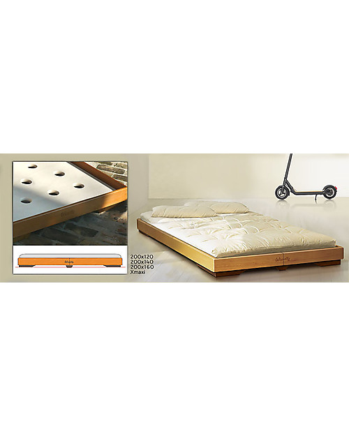 Woodly Pure Low Bed Xmaxi - Natural - 120 x 200 cm - Made in Italy Montessori Beds