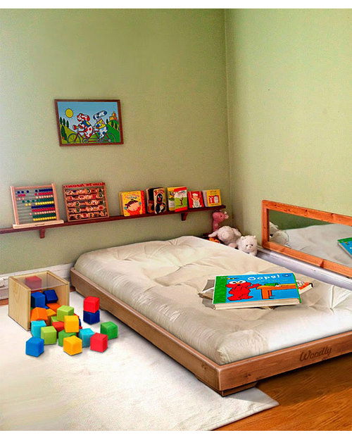 Woodly Pure Montessori Bed BIG 160x70 cm - Shabby White - Made in Italy Montessori Beds