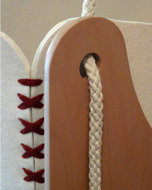 Woodly Roll Suspension Crib Wool and Wood - Red - Made in Italy Cribs & Moses Baskets