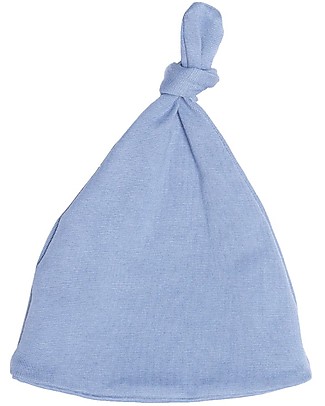 Wooly Organic Baby Knot Hat, Blue - Organic cotton Hats