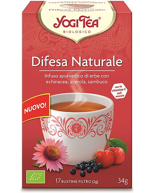 Yogi Tea Immune Support, Ayurvedic Blend with Echinacea, Acerola Cherry, Elderberry - 17 teabags Infusions