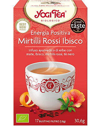 Yogi Tea Positive Energy, Ayurvedic Blend with Mate, Hibiscus, Cranberry, Black Tea - 17 teabags Infusions