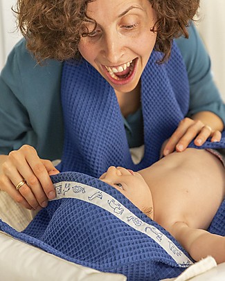 Zac 4 Kids Abbraccio Hooded Towel - Navy - 100% cotton Towels And Flannels