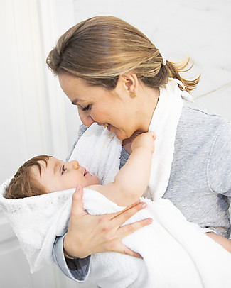 Zac 4 Kids Abbraccio Hooded Towel - White - 100% Cotton Terry Towels And Flannels