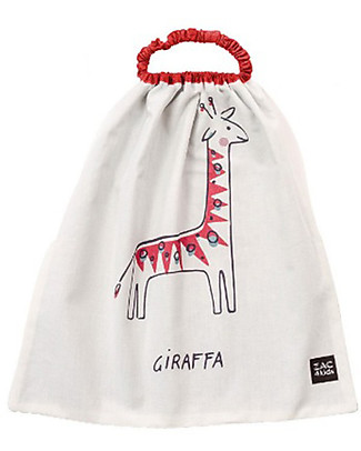 Zac 4 Kids Bib with Elastic Neck Palio Collection, Red with Giraffe - 100% Cotton (Perfect for Nursery) Pullover Bibs