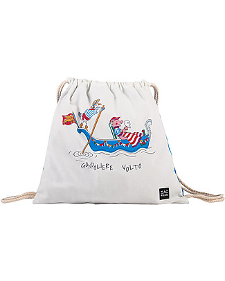 Zac 4 Kids Drawstring Bag Portrait - Venice Collection, Cobalt/Gondoliere and Volto - Perfect for pre-schoolers! null