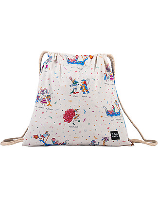 Zac 4 Kids Drawstring Bag - Venice Collection, Cobalt/Mask - Perfect for pre-schoolers! Small Backpacks