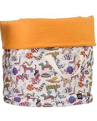 Zac 4 Kids Toy Bag Palio Collection, Jungle with Ochre Inner, Made in Italy - 100% Cotton Toy Storage Boxes