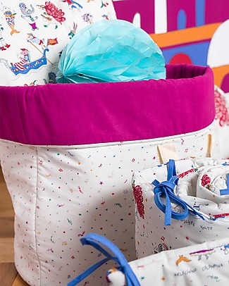 Zac 4 Kids Toy Bag Venice Collection, Magenta/Confetti - Made in Italy - 100% Cotton Toy Storage Boxes