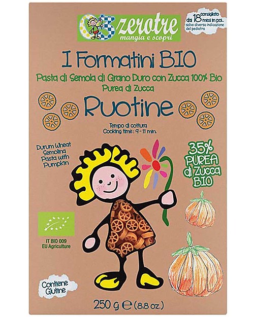 Zero Tre Organic Ruotine with Organic Purée of Pumpkin - 250gr Baby Cereal