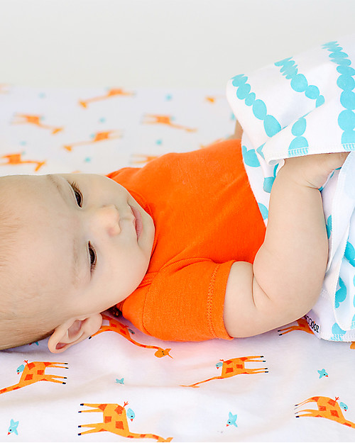 Zoocchini 2 Pack Flannel Baby Blankets 100 x 100 cm, Giraffe+Aqua - 100% cotton Muslin Swaddle