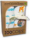 Zoocchini 2 Pack Flannel Baby Blankets 100 x 100 cm, Giraffe+Aqua - 100% cotton Muslin Swaddle
