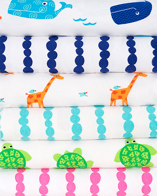 Zoocchini 2 Pack Flannel Baby Blankets 100 x 100 cm, Giraffe+Aqua - 100% cotton Muslin Swaddle