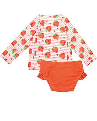 Zoocchini 2 Piece Set - Rash Guard Top + Bikini Bottom - Strawberry - UPF 50+ Uv-Safe T-shirt