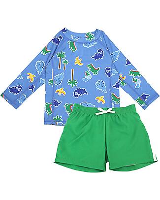 Zoocchini 2 Piece Set - Rash Guard Top + Swim Short - Devin the Dino - UPF 50+ Uv-Safe T-shirt