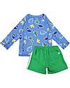 Zoocchini 2 Piece Set - Rash Guard Top + Swim Short - Devin the Dino - UPF 50+ Uv-Safe T-shirt