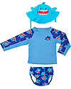 Zoocchini 3 Piece Baby Set - Rash Guard Top + Swimsuit + Cap - UPF 50+ - Sherman the Shark Swim Diaper