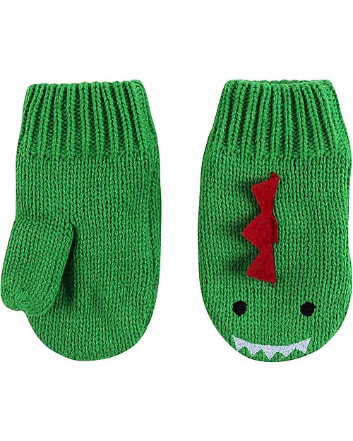 Zoocchini Baby Knit Mittens, Devin il Dinosauro - Fleece lined! Gloves