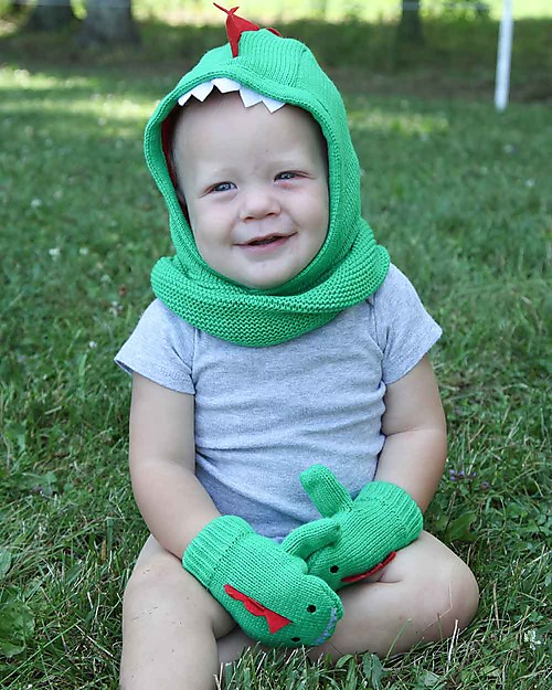 Zoocchini Baby Knit Mittens, Devin il Dinosauro - Fleece lined! Gloves