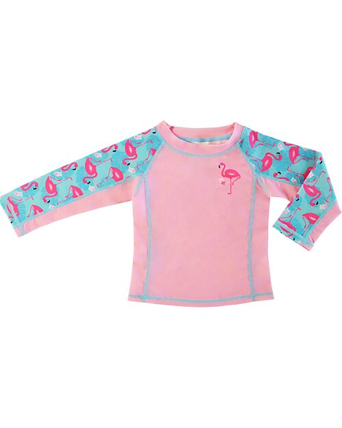 Zoocchini Baby Rash Guard Long Sleeved Swim Top - Franny the Flamingo Uv-Safe T-shirt