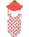 Zoocchini Baby Set - One-piece Swimsuit with Ruffles + Hat - UPF 50+ - Strawberry Swimsuits
