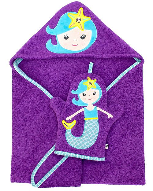 Zoocchini Baby Towel with Hood - Mermaid - 100% cotton Towels And Flannels