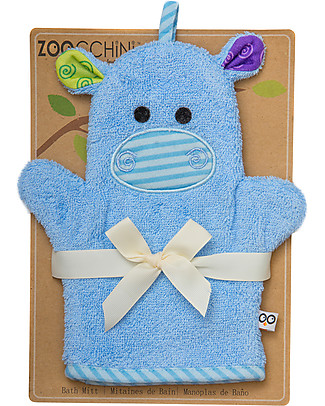 Zoocchini Bath Mitt, Henry the Hippo - 100% cotton Towels And Flannels