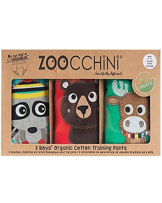Zoocchini Boys Padded Training Pant Set, 3 pieces, Forest Chums - 100% organic cotton Training Pants