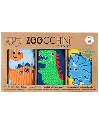 Zoocchini Boys Padded Training Pant Set, 3 pieces, Jurassic Friends - 100% organic cotton Training Pants