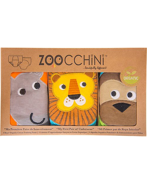 Zoocchini Boys Padded Training Pant Set, 3 pieces, Safari Friends - 100% organic cotton Briefs