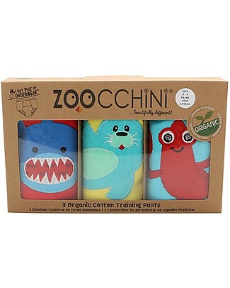 Zoocchini Boys Padded Training Pants - Ocean Pals- Set of 3 - 100% Organic Cotton Briefs