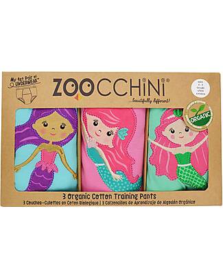 Zoocchini Girls Padded Training Pant Set, 3 pieces, Mermaids - 100% organic cotton Briefs