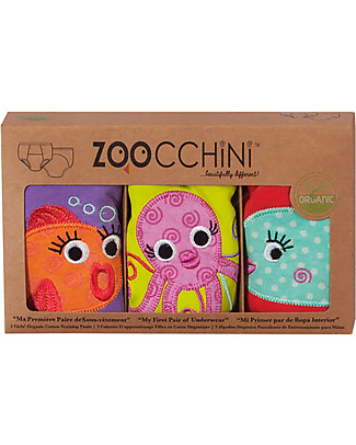 Zoocchini Girls Padded Training Pant Set, 3 pieces, Ocean Friends - 100% organic cotton Training Pants