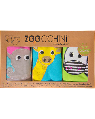 Zoocchini Girls Padded Training Pant Set, 3 pieces, Safari Friends - 100% organic cotton Training Pants
