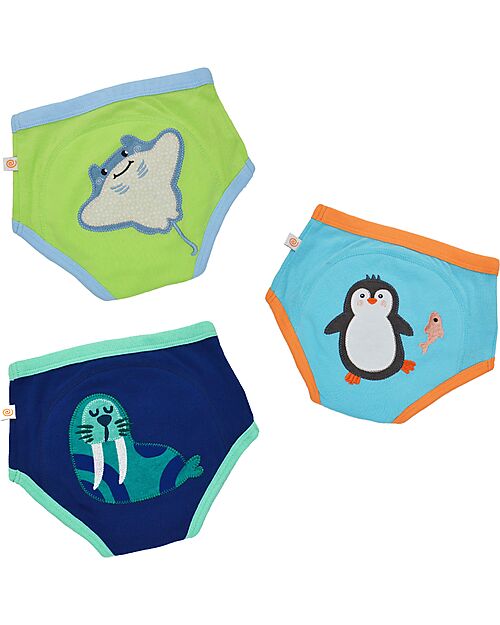 Zoocchini Girls Padded Training Pant Set, 3 pieces, Sea Crew - 100% organic cotton Briefs