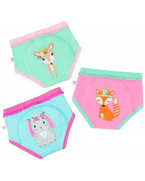 Zoocchini Girls Padded Training Pant Set, 3 pieces, Woodland Princesses - 100% organic cotton Briefs